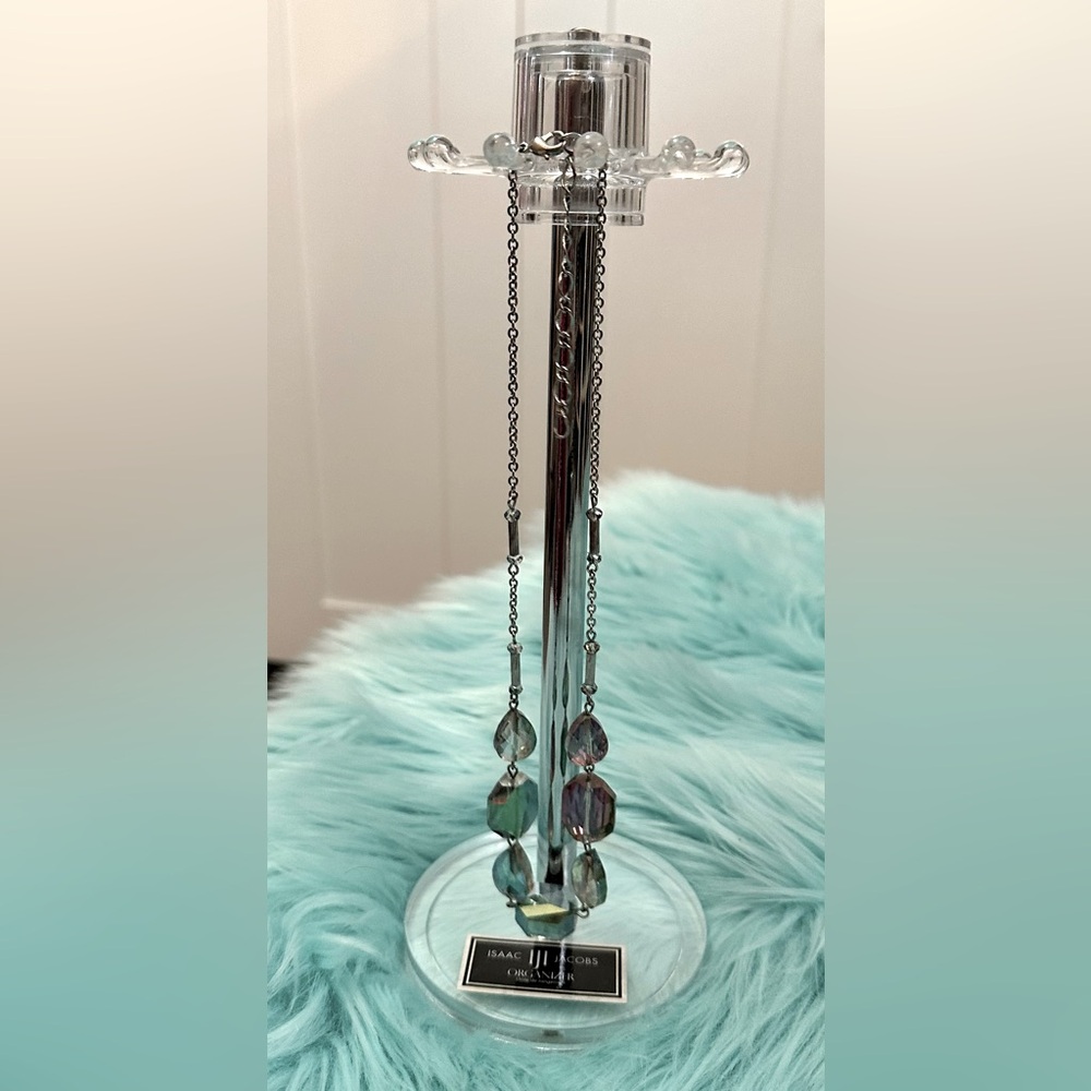Isaac Jacobs Clear & Silver Rotating Necklace & Bracelet Jewelry Stand